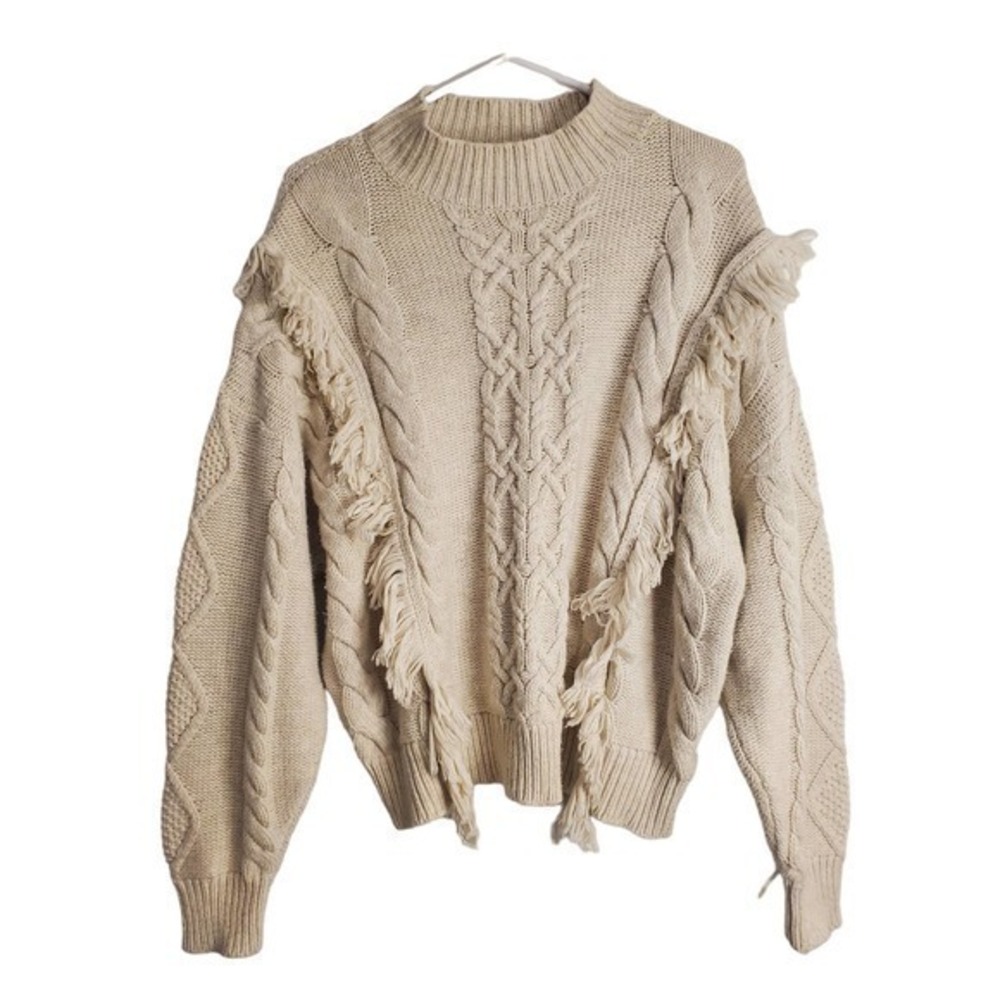 Leith womens sweater with fringe size Large